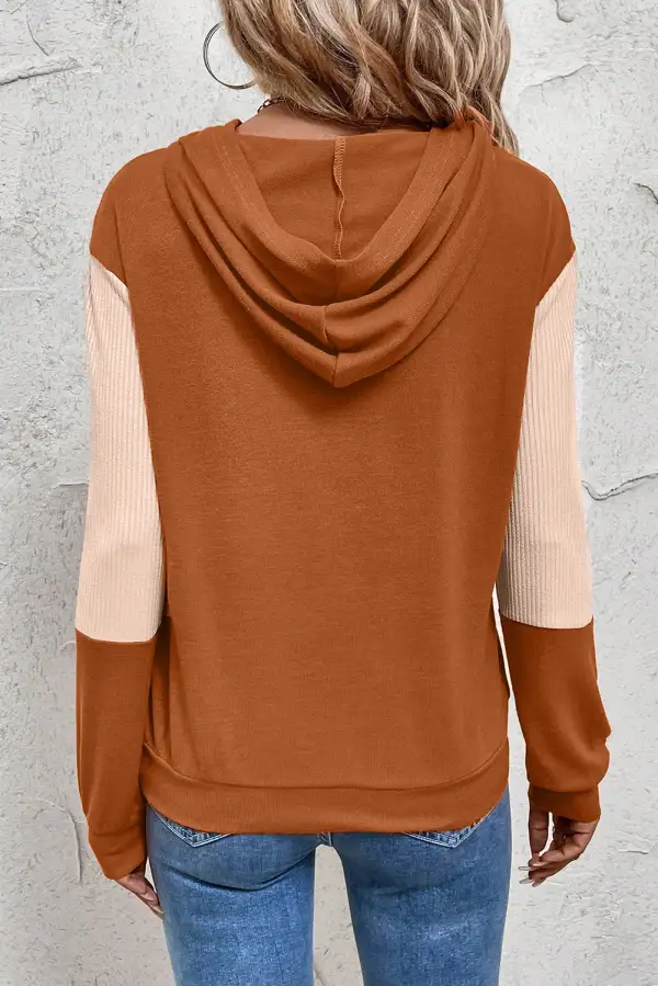 Patchwork Ribbed Hoodie