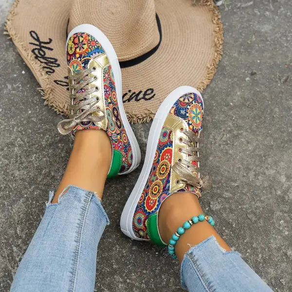 Printed Round Toe Sneakers
