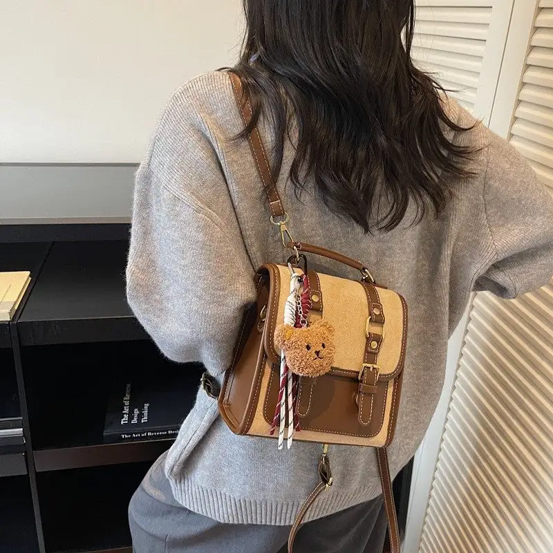 Structured Retro Handbag with Pendant