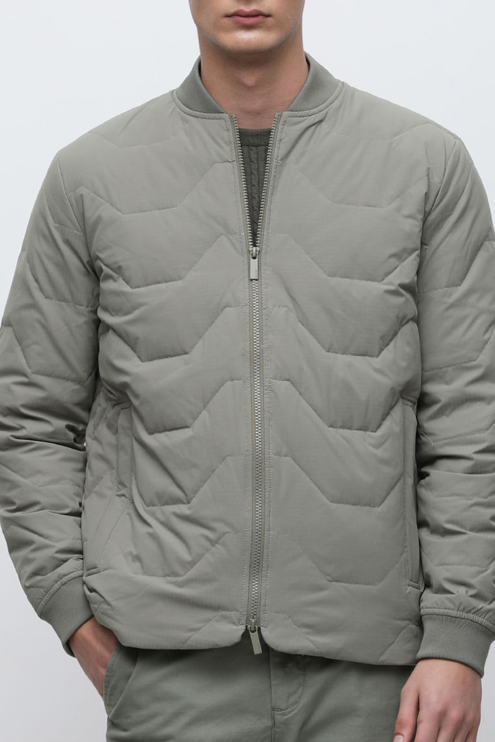 Black Quilted Redown Bomber Jacket