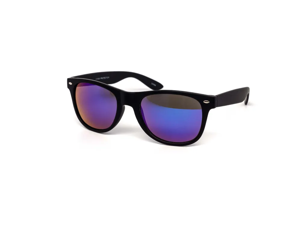 12-Pack All-Black Retro Burnt Mirror Sunglasses