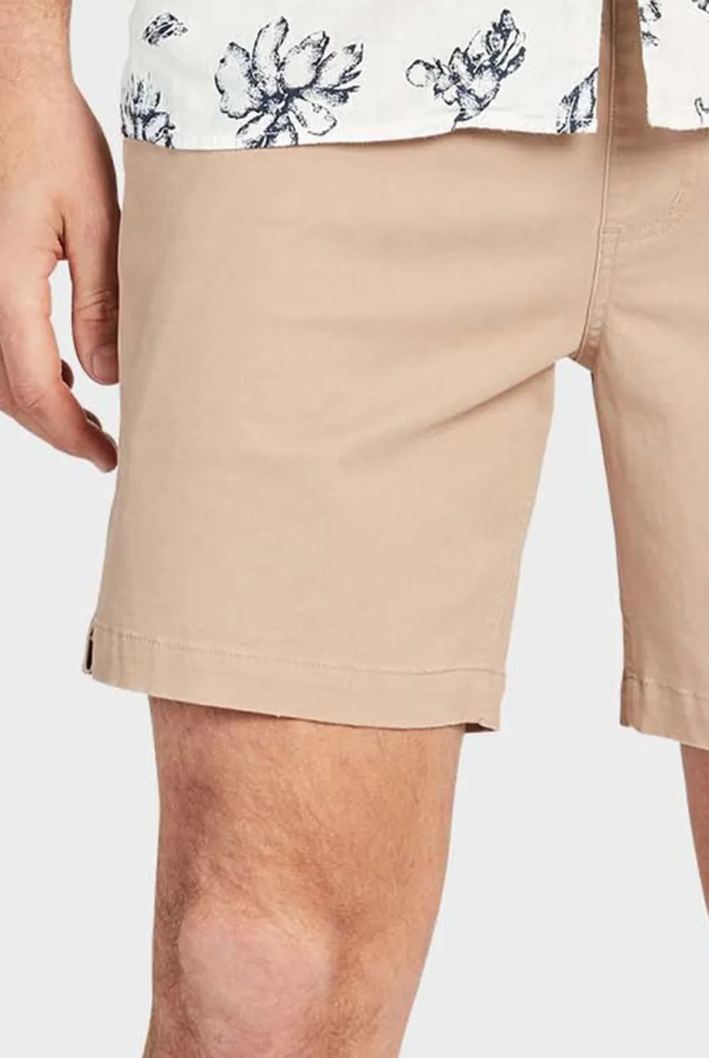 Beige Linen Drawstring Shorts