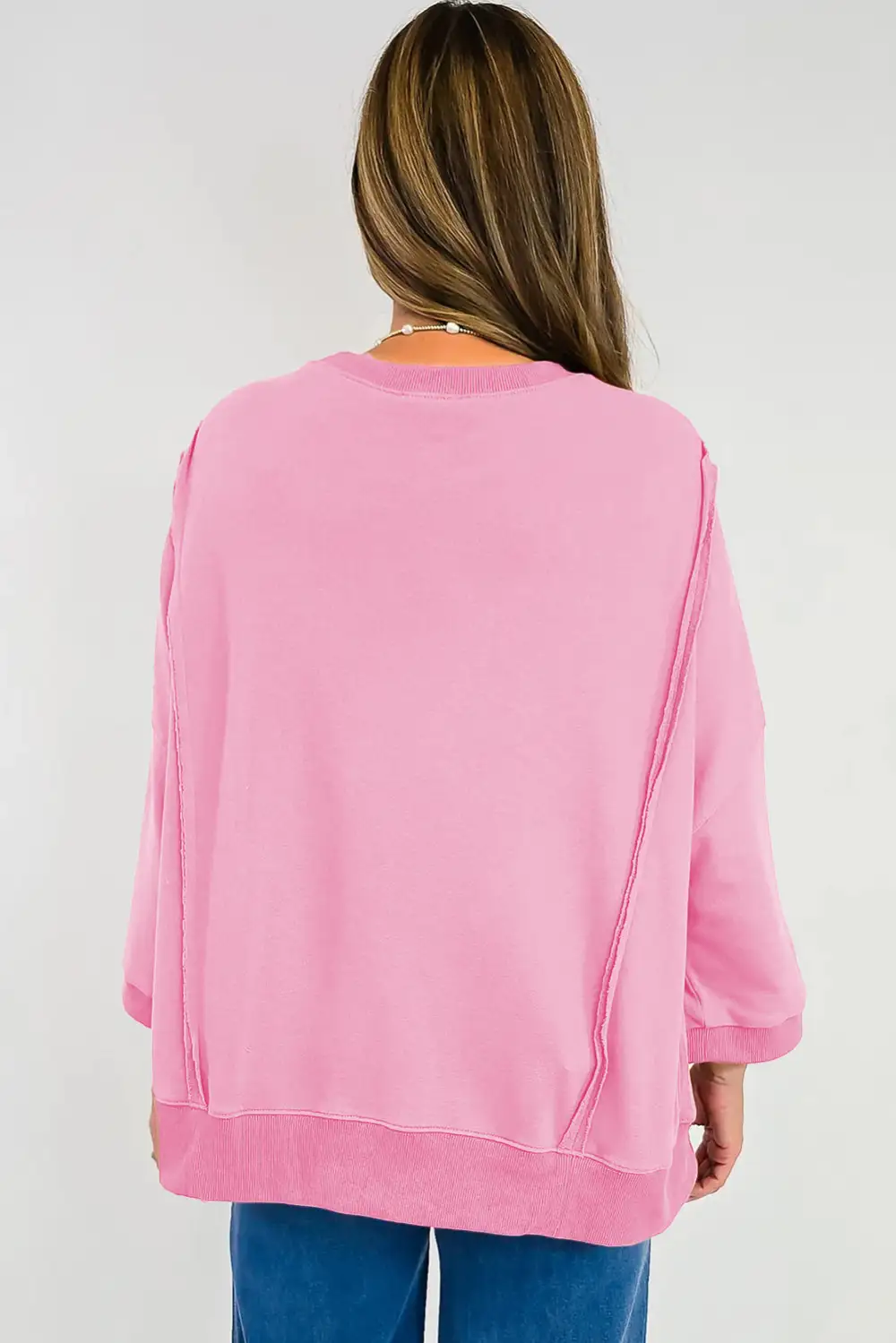 Relaxed Floral Bow Accent Patchwork Sweatshirt