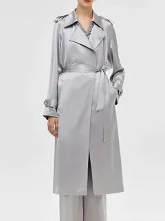 Acetate Women Trench Coat With Belt