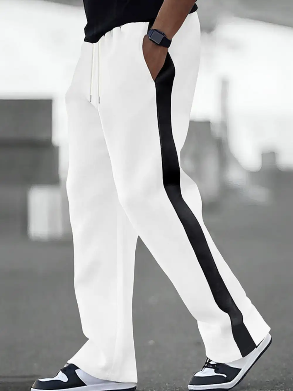Men's Full Size Contrast Stripe Drawstring Sweatpants Plus