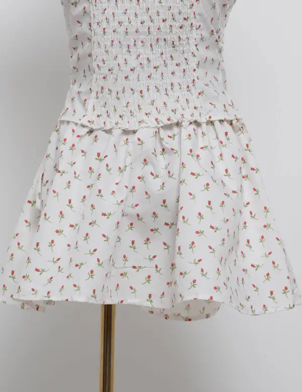 Lovely Flower Elastic Waist Mini Skirt