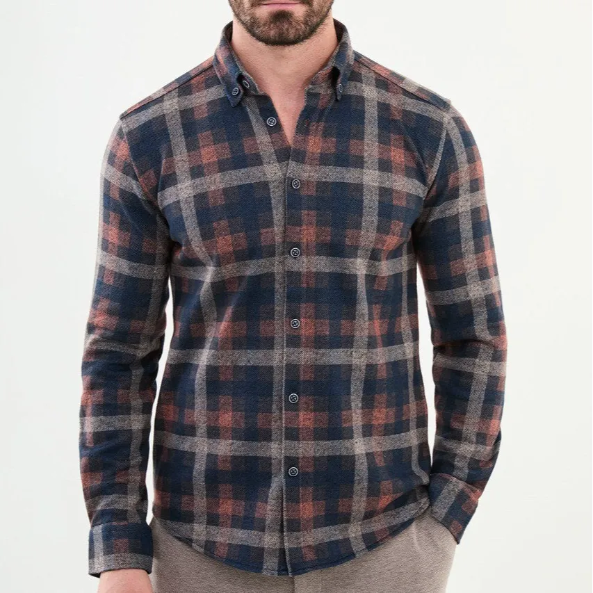 Check Pattern Slim Cotton Shirt