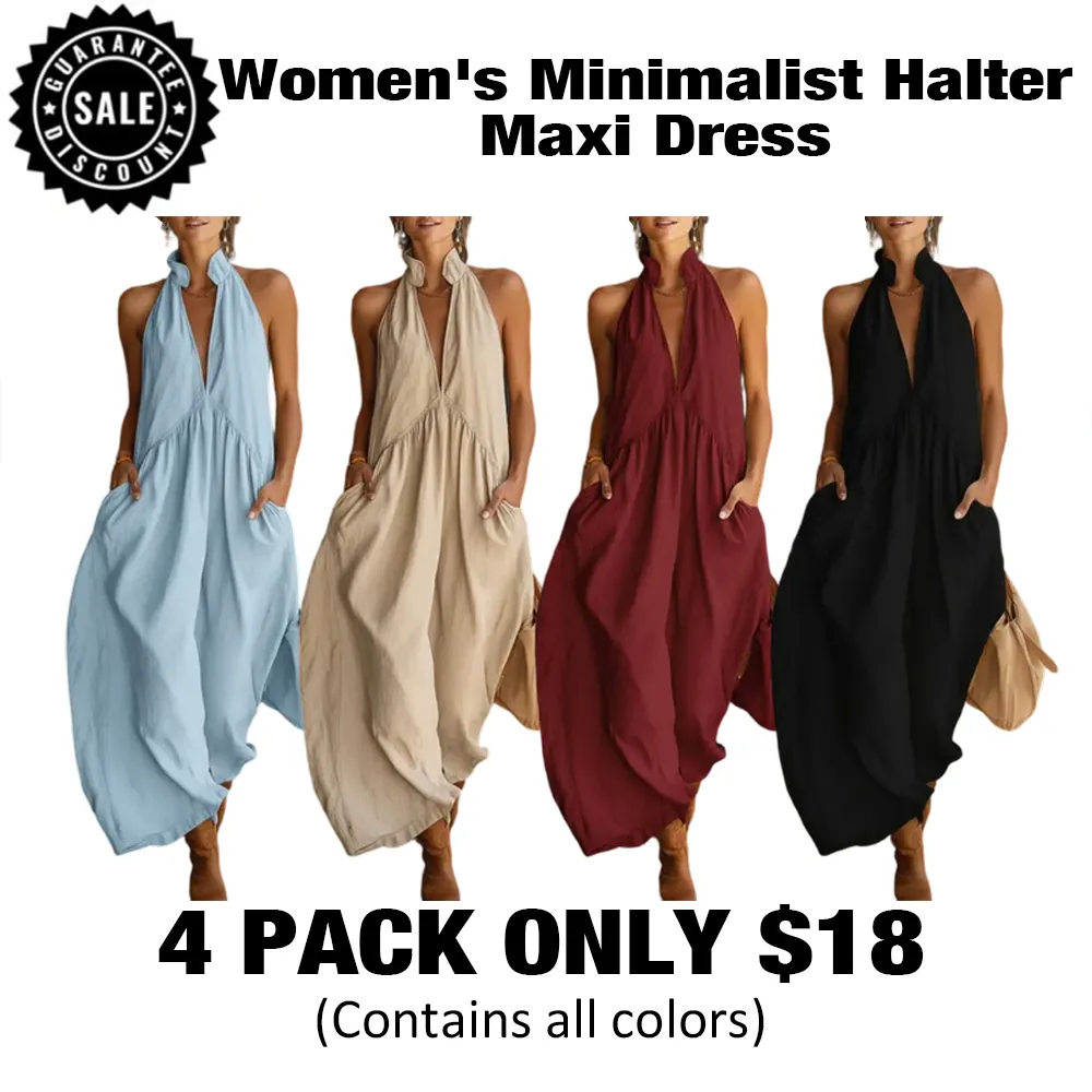 🔥Last Day: 8-Pack Only $24 🔥Women's Minimalist Halter Maxi Dress