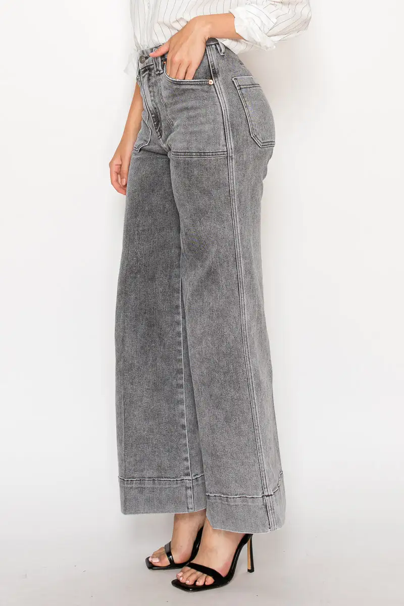 Versatile High Rise Wide Leg Relaxed Denim Jeans