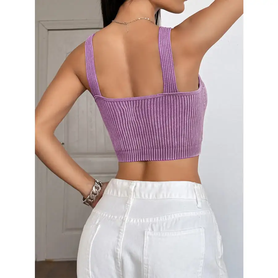 Ribbed Scoop Neck Crop Tank Top