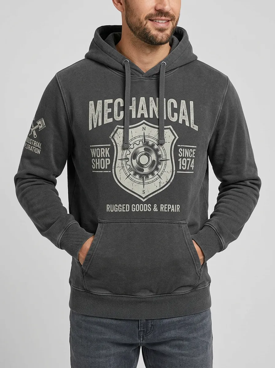 Men's Mechanical Workshop Gear Graphic Hoodie