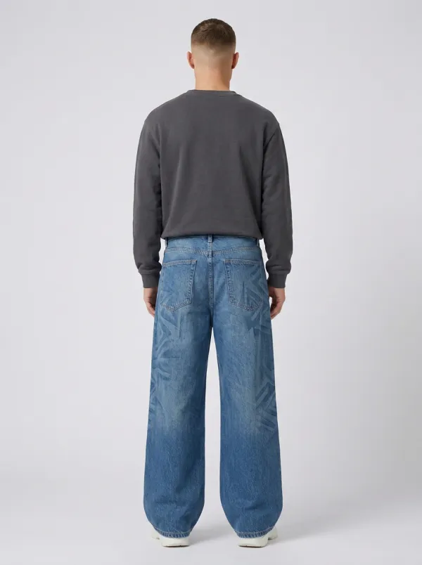 Men's Modern Geometric Wide Leg Jeans