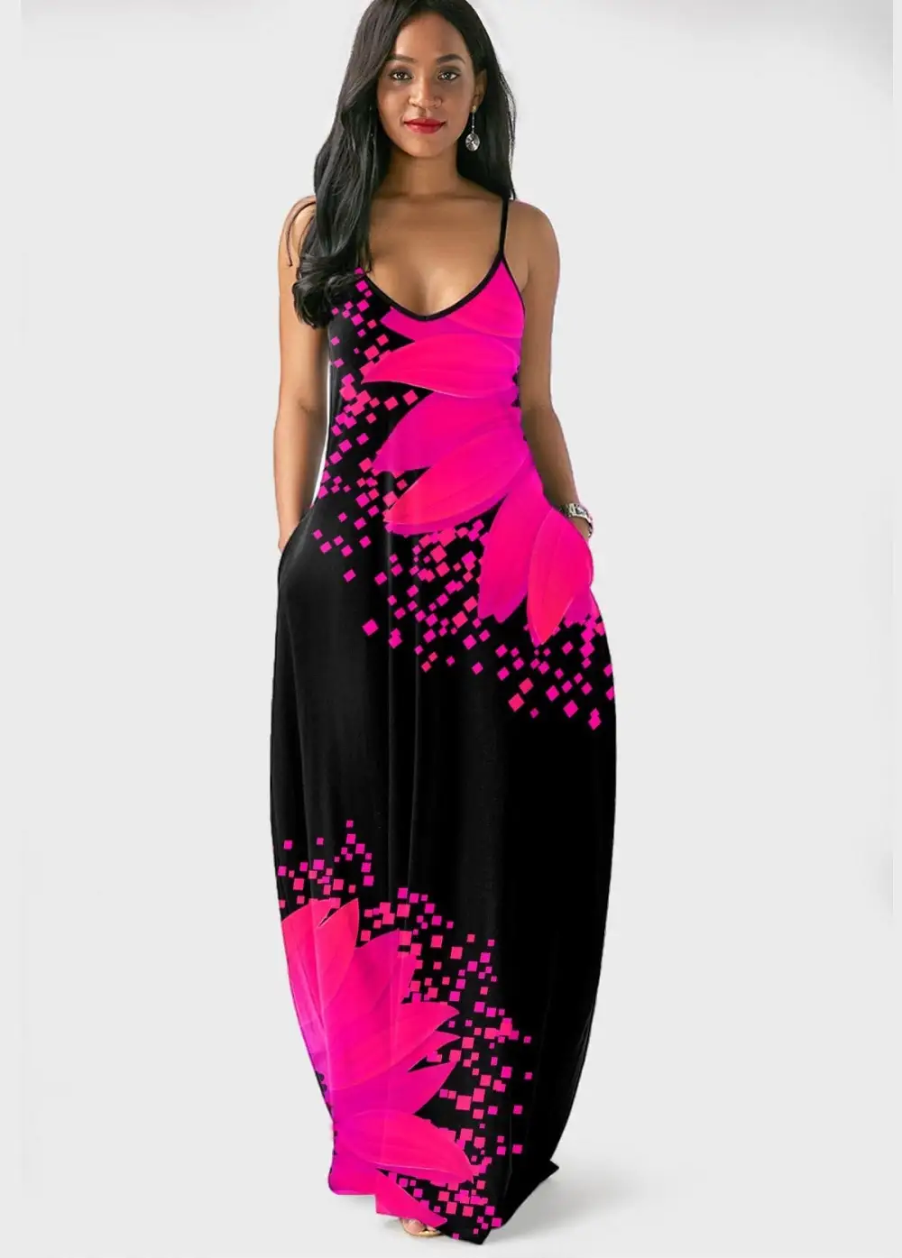2023Women's Long Sleeveless V Neck Dress