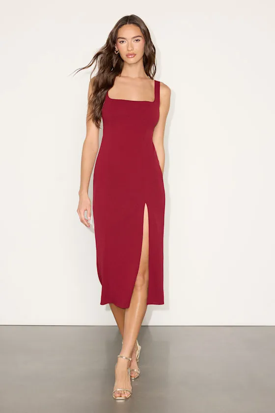 Davana Dark Red Cutout Midi Dress
