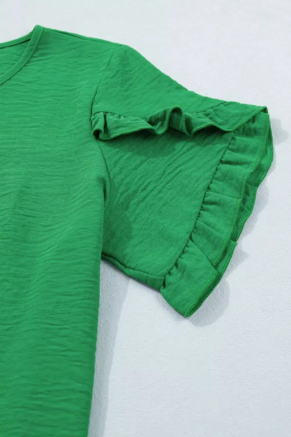 Ruffle Trim Short Sleeve Blouse
