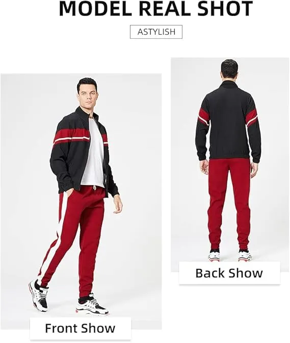 Leading The Better Life Men'S Sweat Suit 2 Piece Outfit Casual Contrast Sports Jogging Tracksuits Set