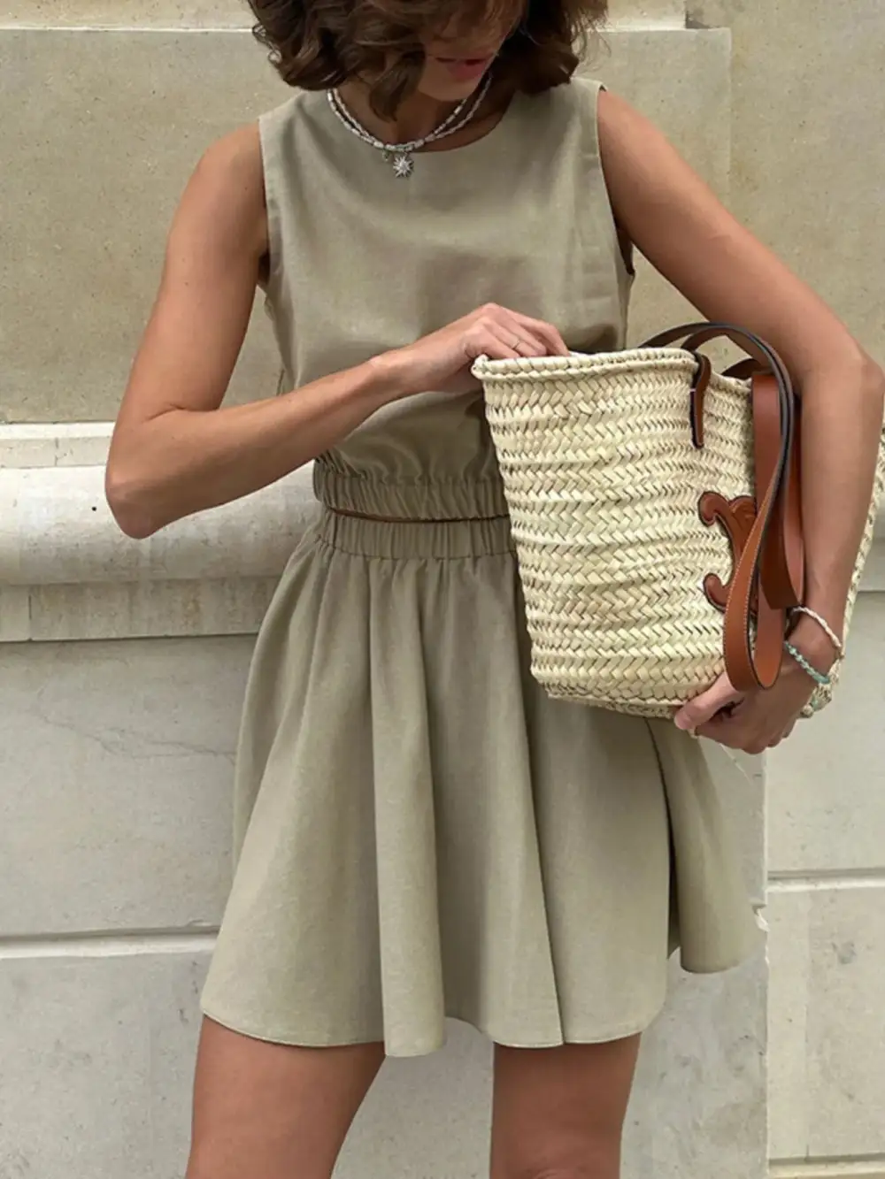 Essential Round Neck Sleeveless Detail Coordinated Set
