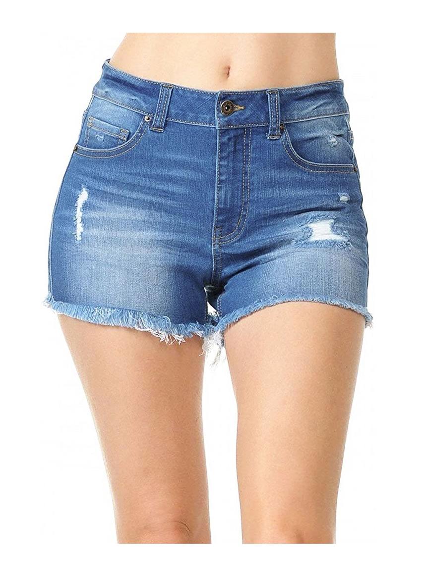 Dark Wash High - Waisted Denim Shorts