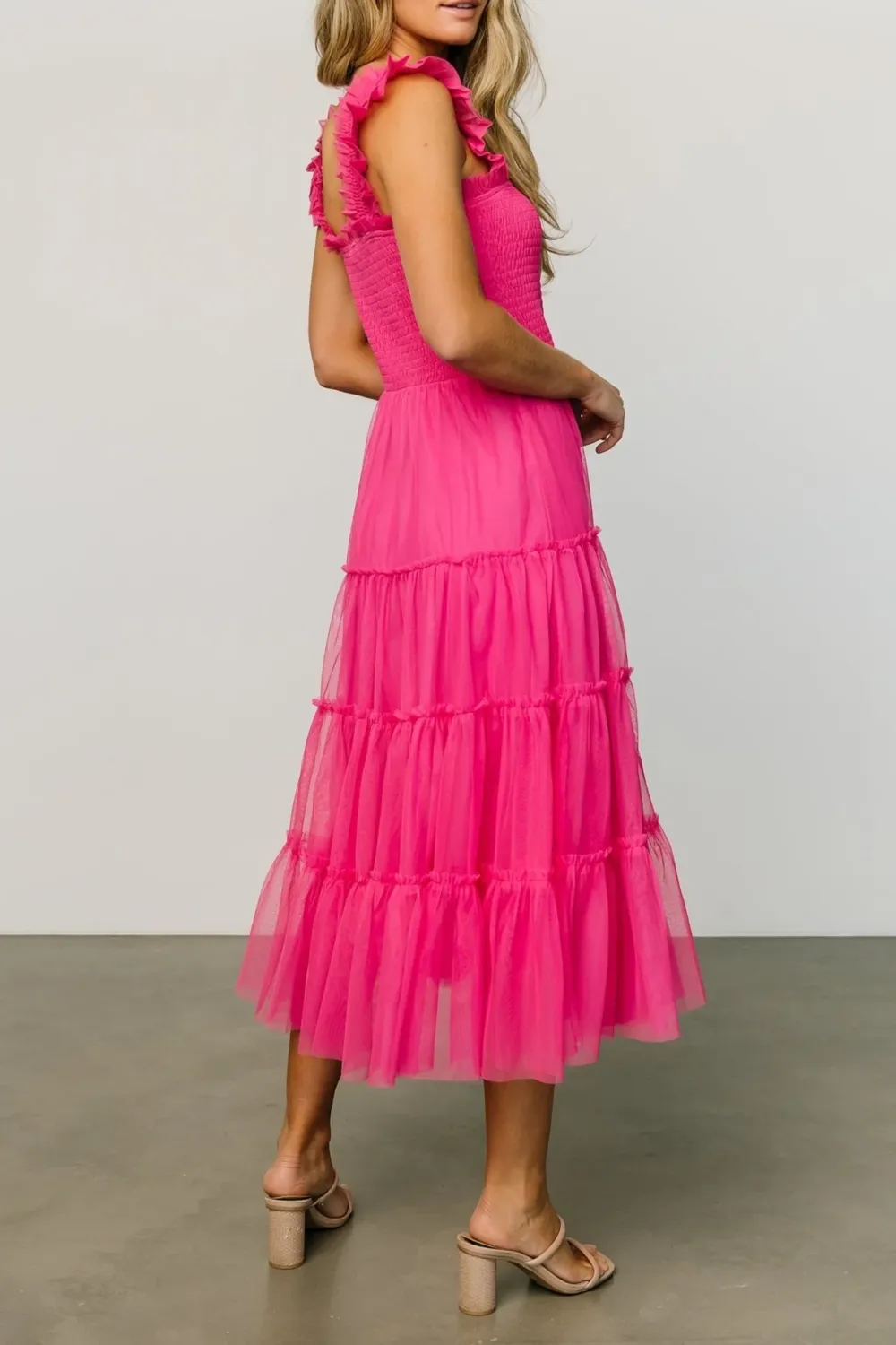 Versatile Fluttering Sleeves Sheer Dress