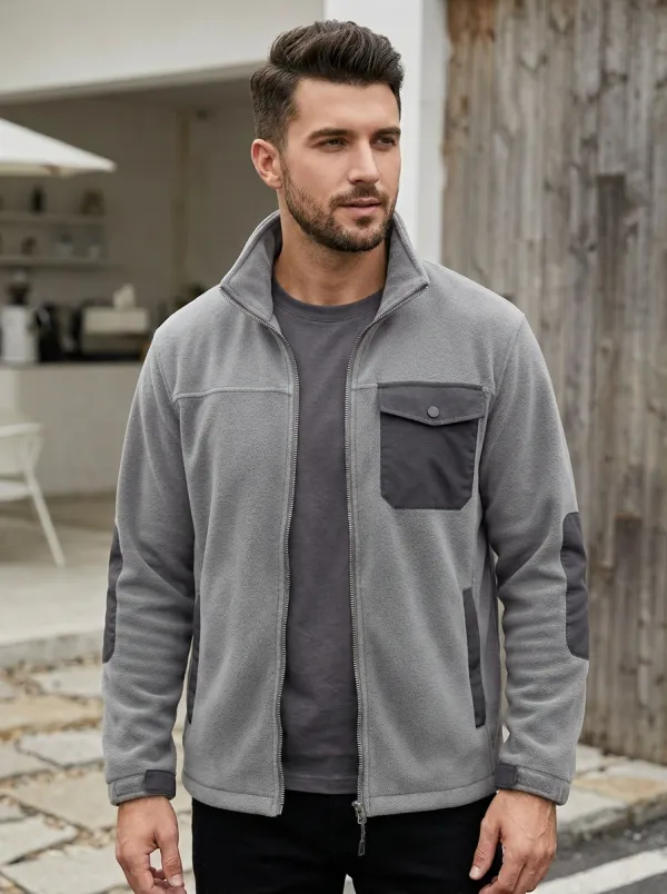 Contrast Pocket Zip Fleece Jacket