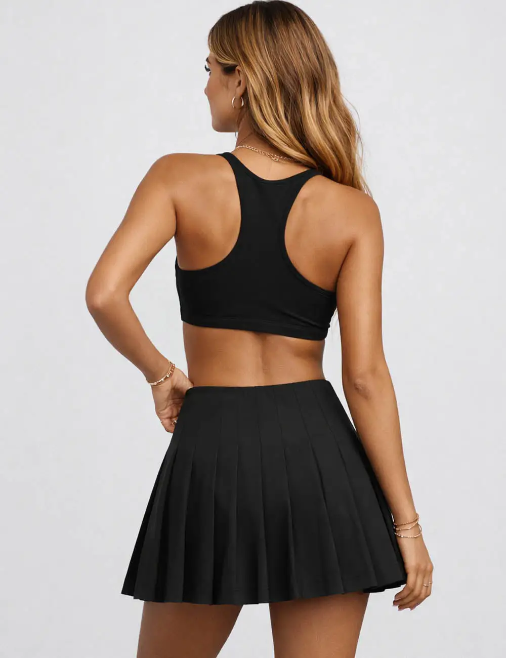 Chic Solid Color Pleated Mini Skirt