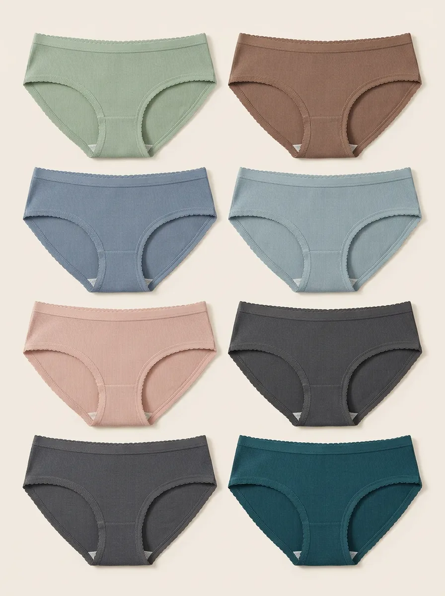 Women's Everyday Scalloped Edge Ribbed Mid-Rise Briefs 6-Pack