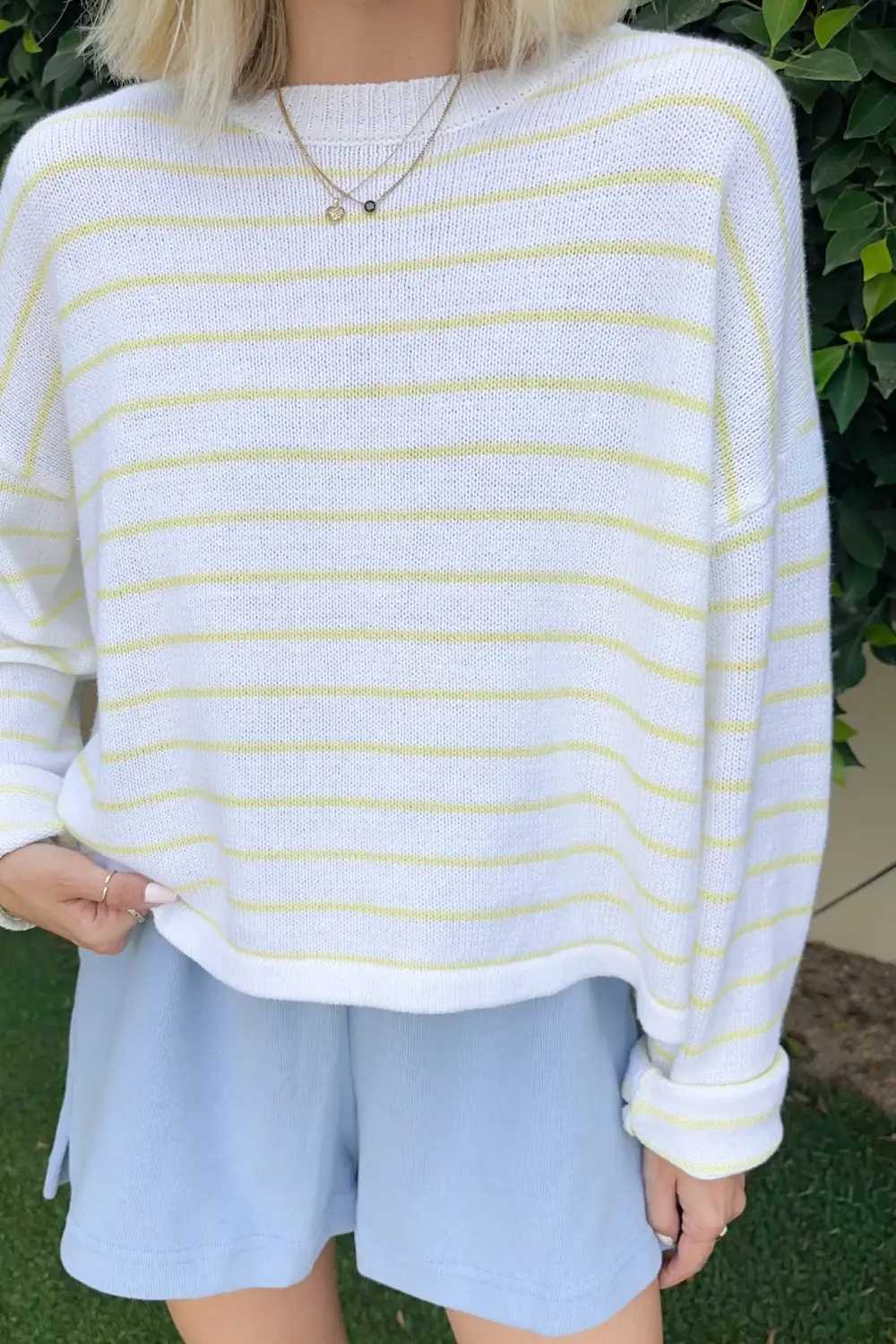 Easy Pull On Knit Striped Sweater