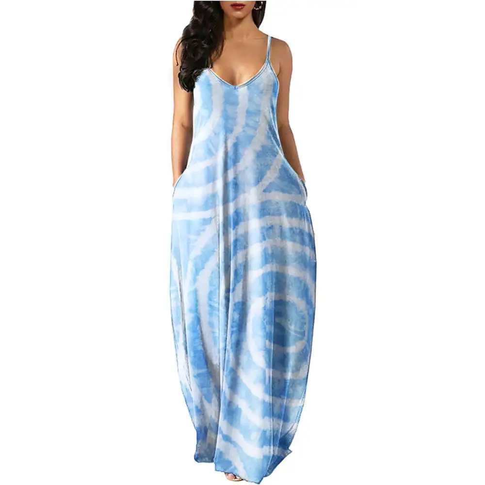2023Women's Long Sleeveless V Neck Dress