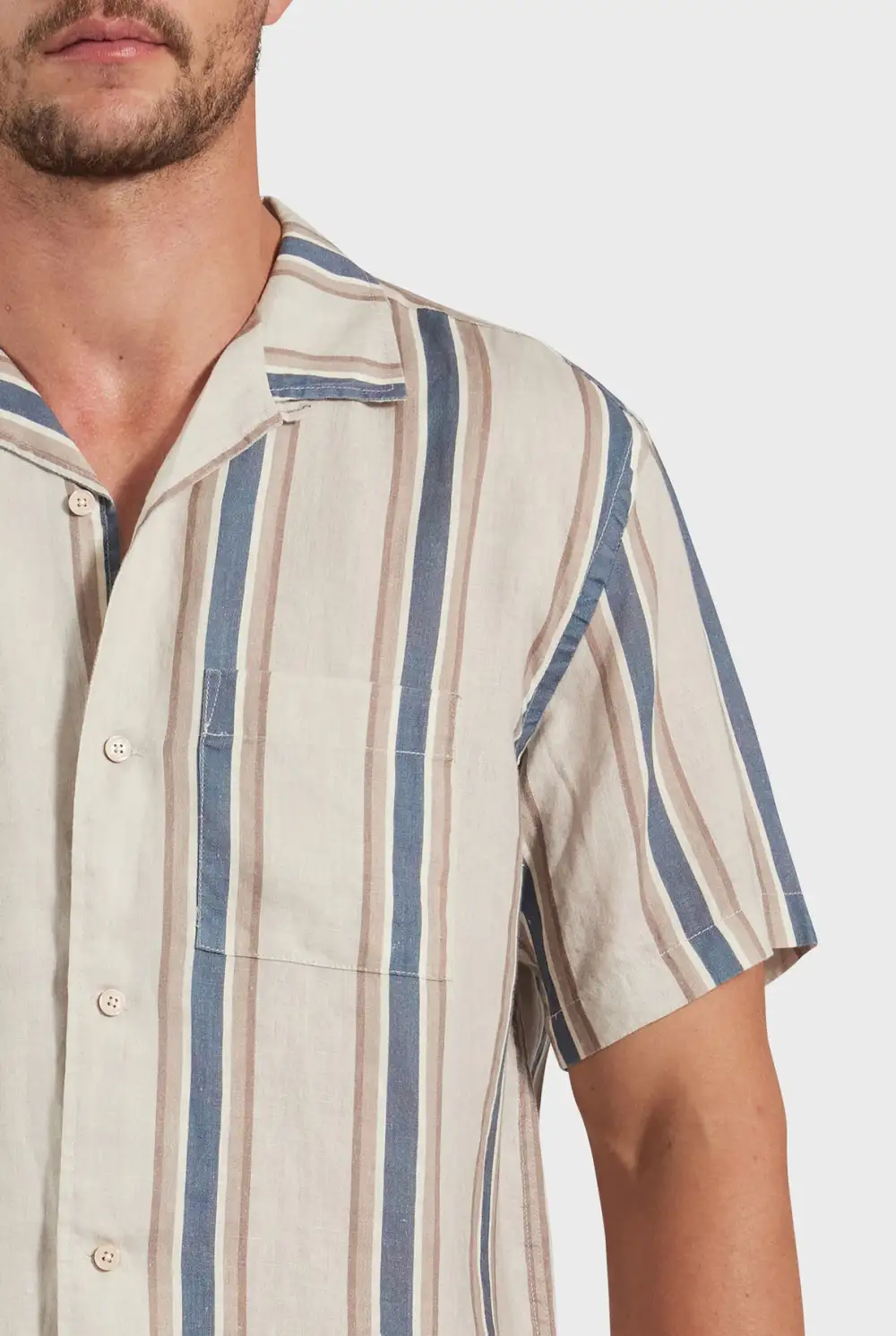 Natural Striped Short Sleeve Shirt