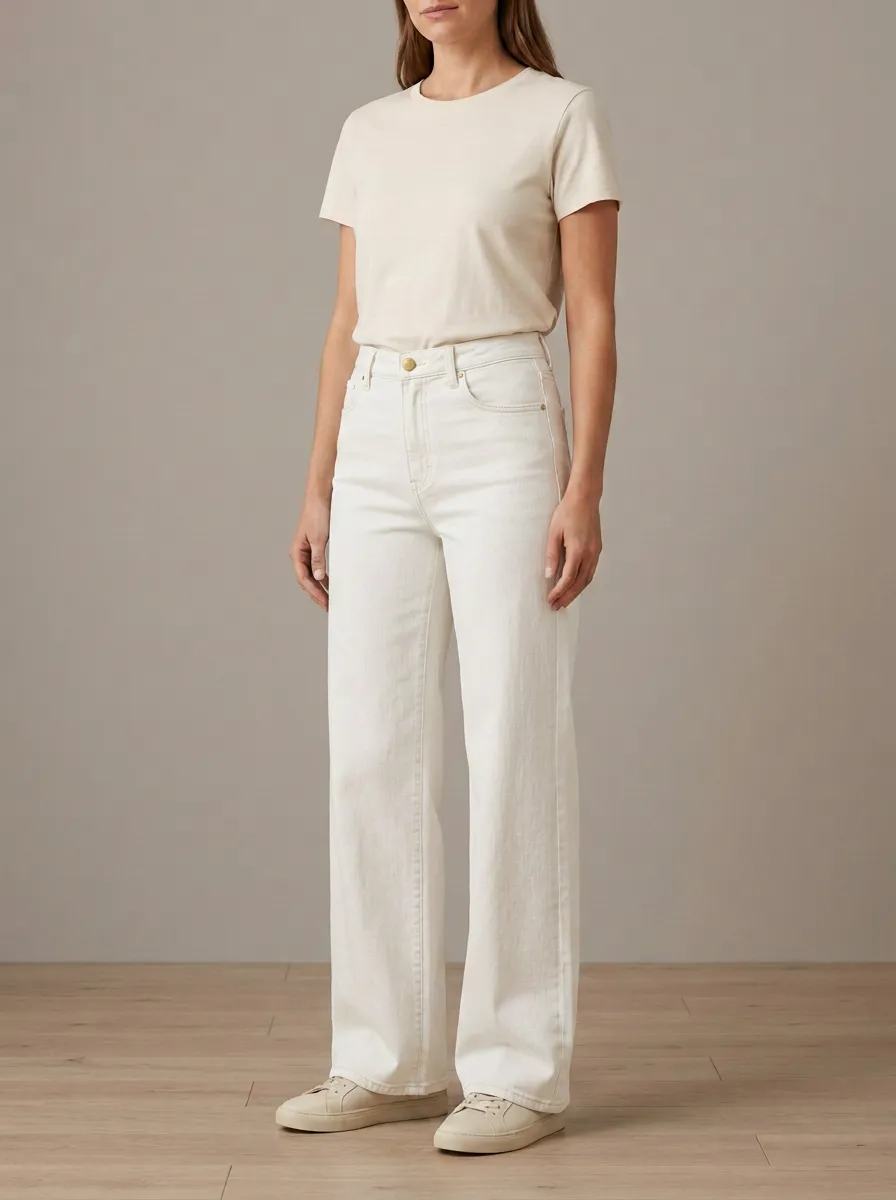 Minimal-Look High-Rise Wide-Leg Denim Jeans