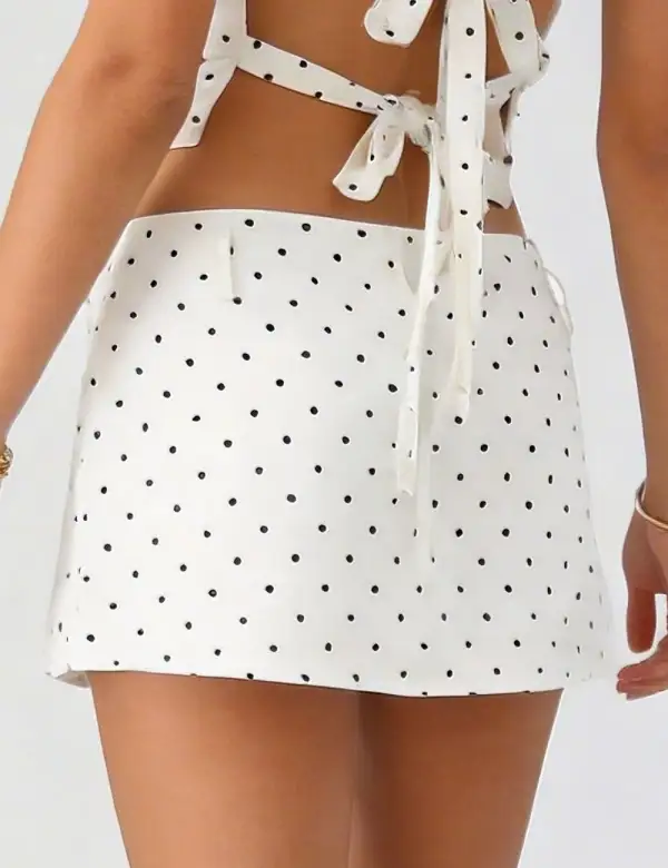 Chic Color Block Polka Dot Mini Skirt