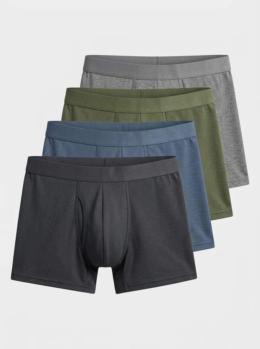 Versatile Textured Design Men' Four Pack Boxer Briefs