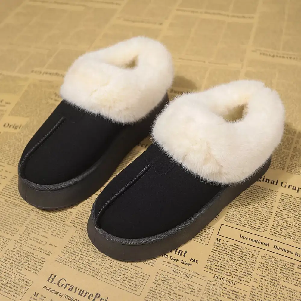 Fuzzy Platform Ankle Boots
