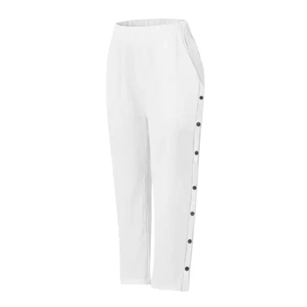 Full Size Side Decor Button Casual Wide Leg Pants Plus Size