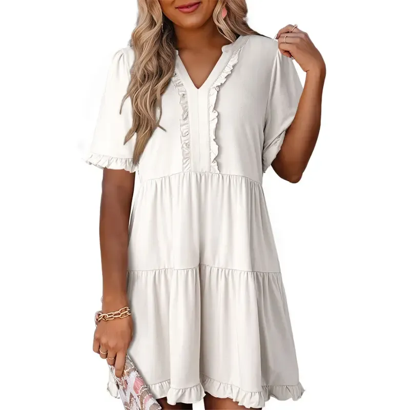 Women's V-neck Ruffle Dress