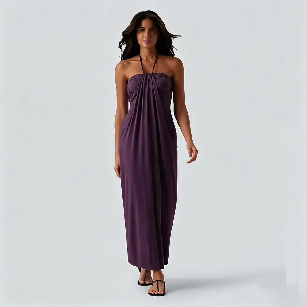 Halter Tie Back Maxi Dress with Pockets