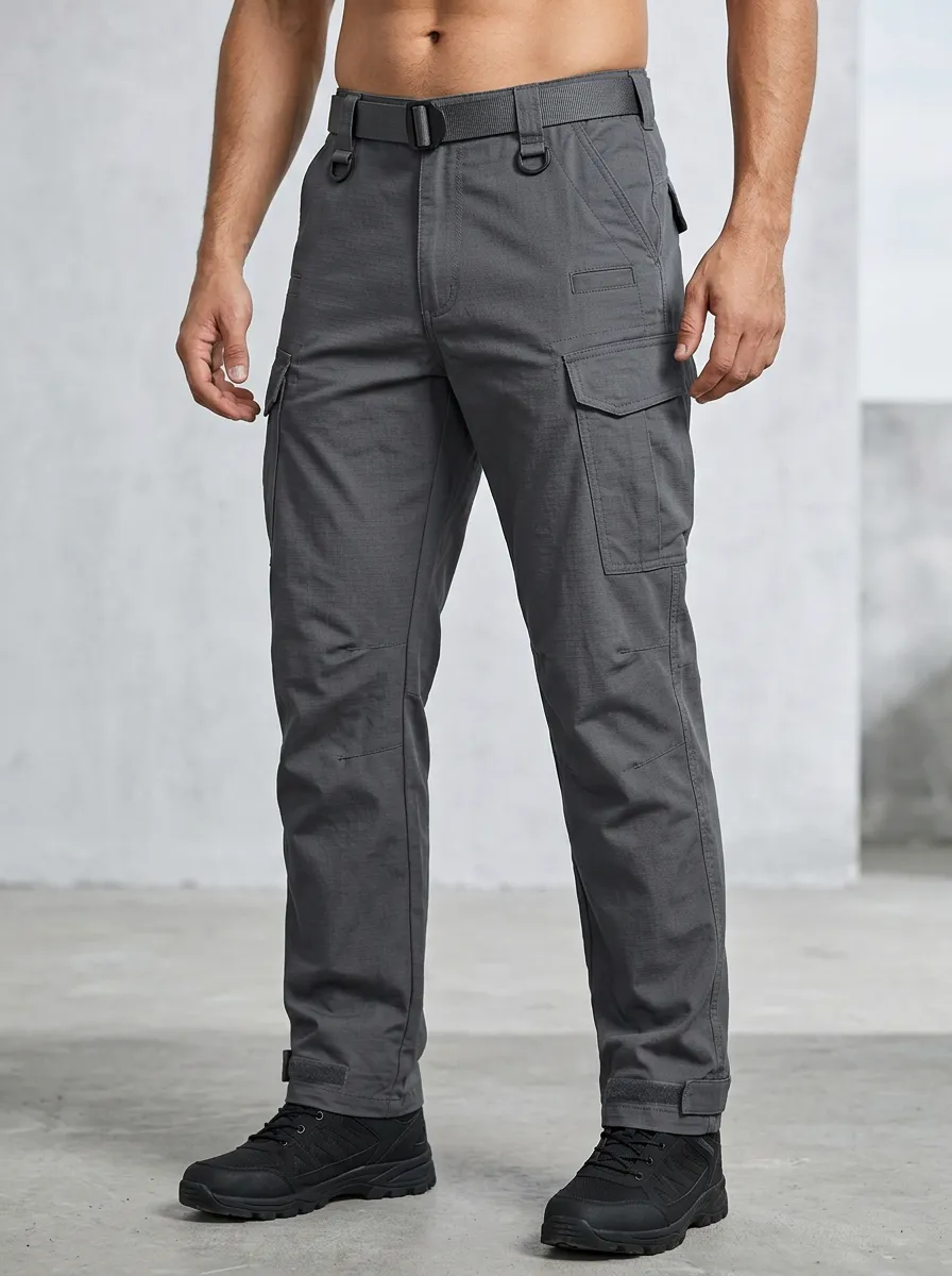 Men's Integrated-Belt Utility Cargo Pants