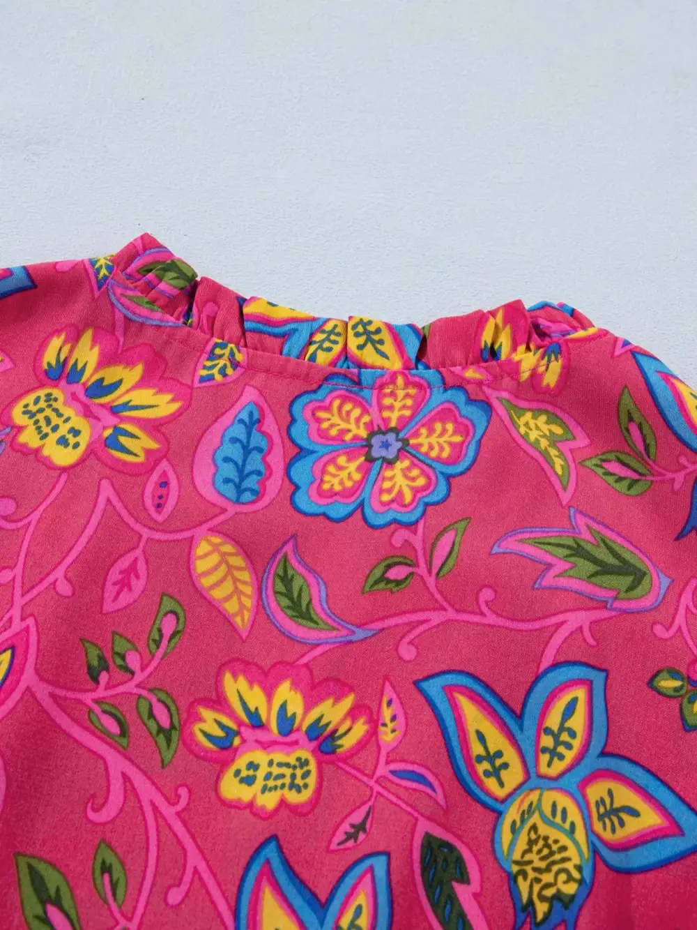 Comfort Fit Floral Tie Waist Flutter Sleeve Dress