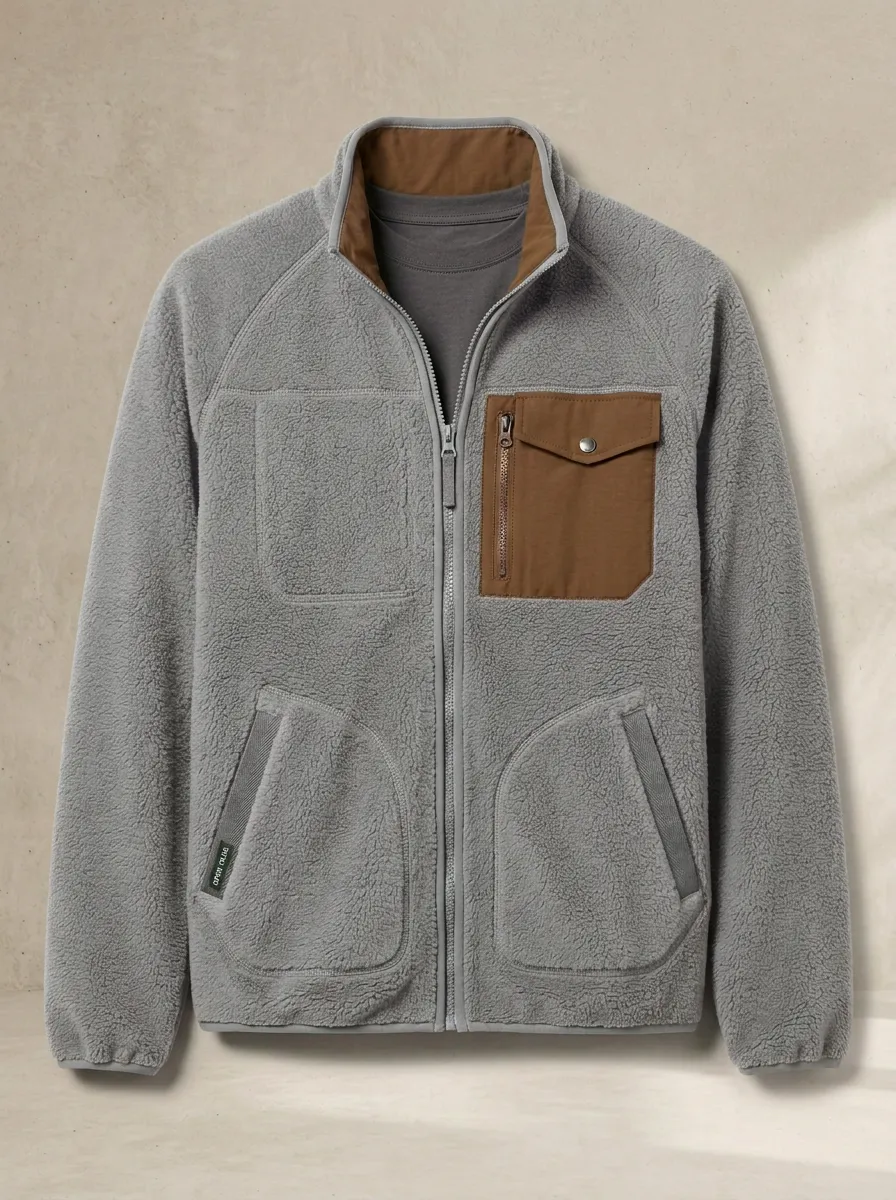 Hiking Contrast Pocket Sherpa Fleece Jacket