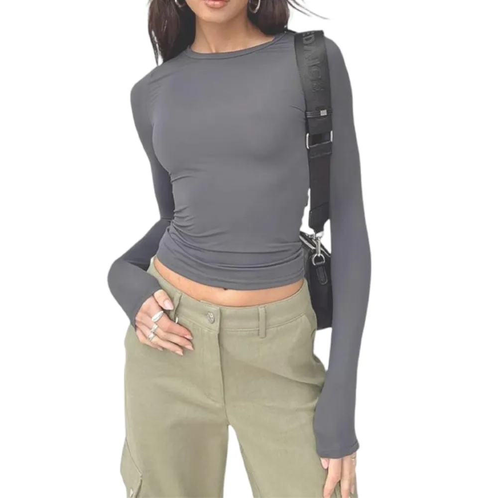 Women's Solid Long Sleeve Sports Tee