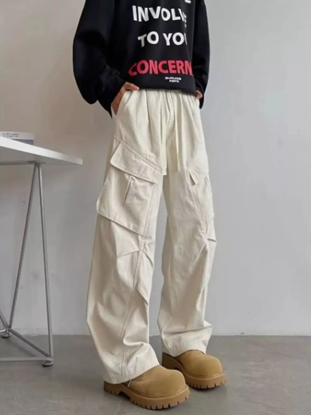 Textured Men's Plus Size Loose Fit Cargo Pants