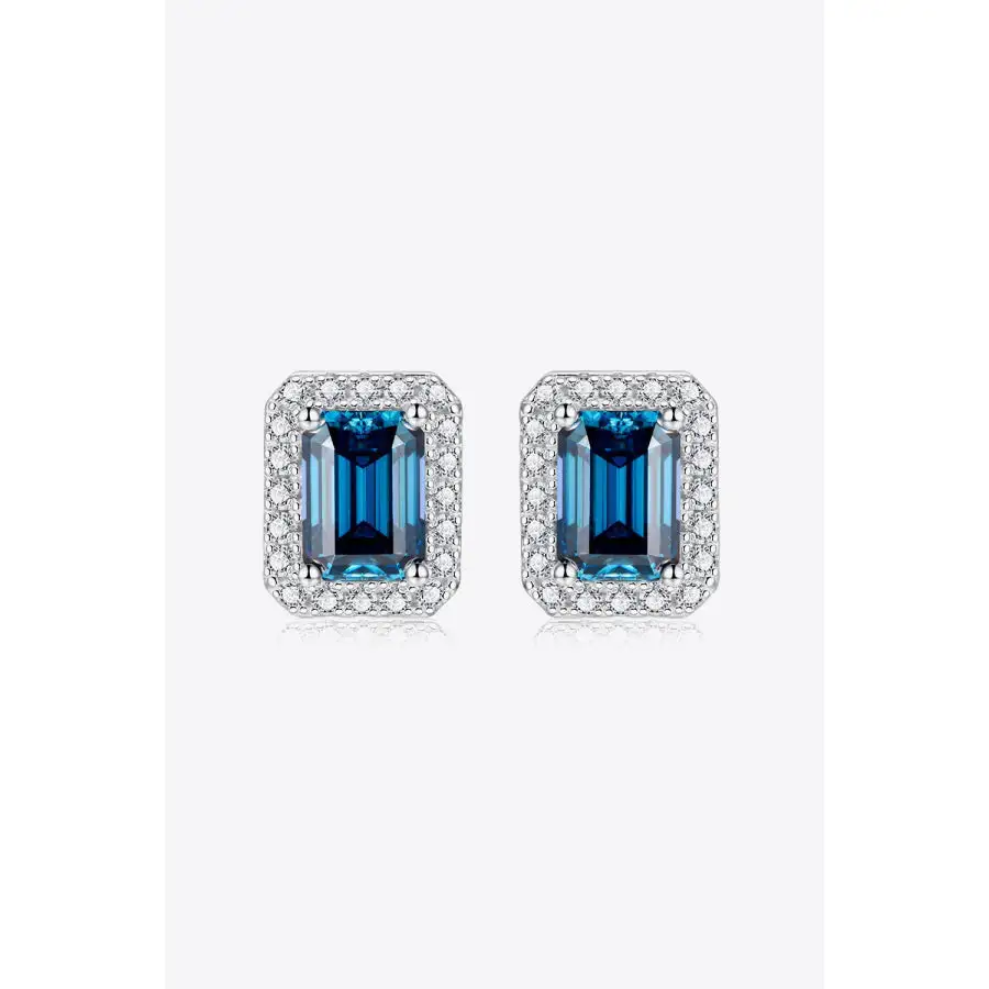 Moissanite Stud Earrings in Indigo