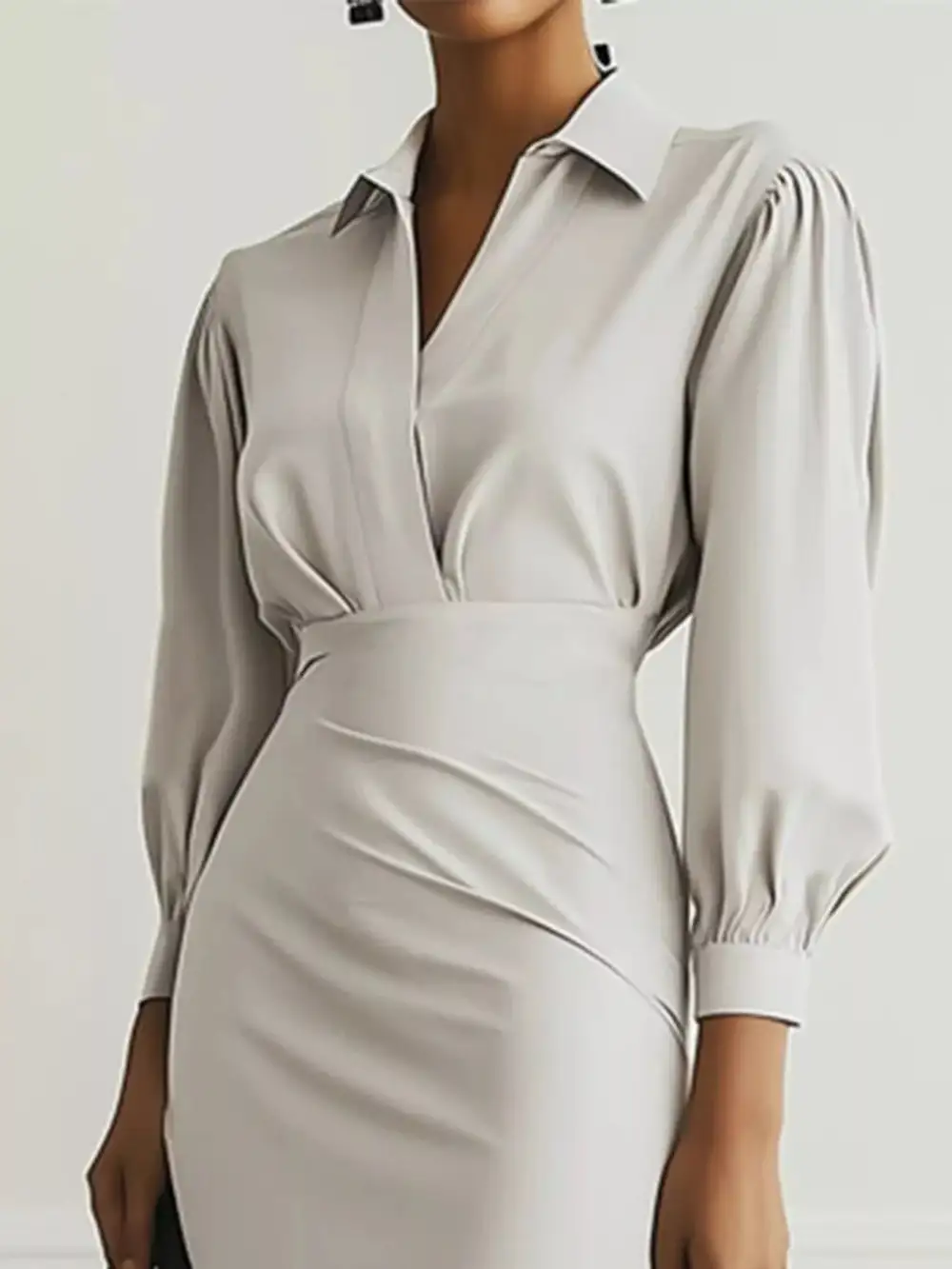 Comfort Fit Ruched Slit Midi Dress