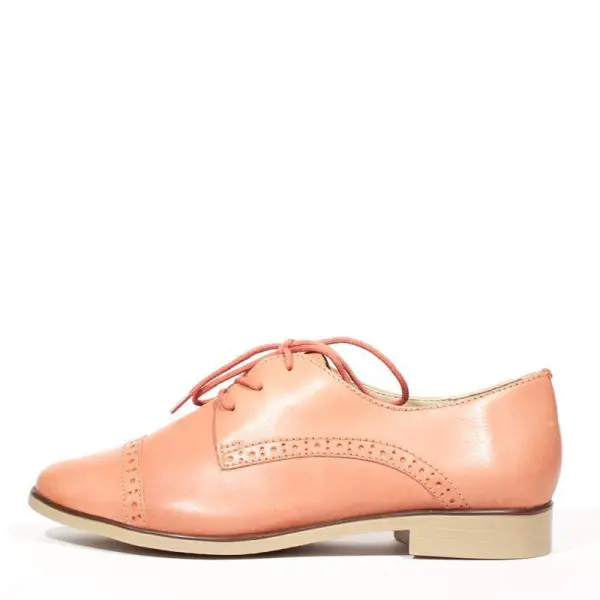 Perforated Cap Toe Lace Up Flats