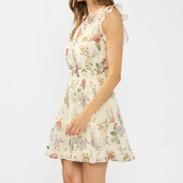 Flutter Sleeve Mini Dress - /Rosewood