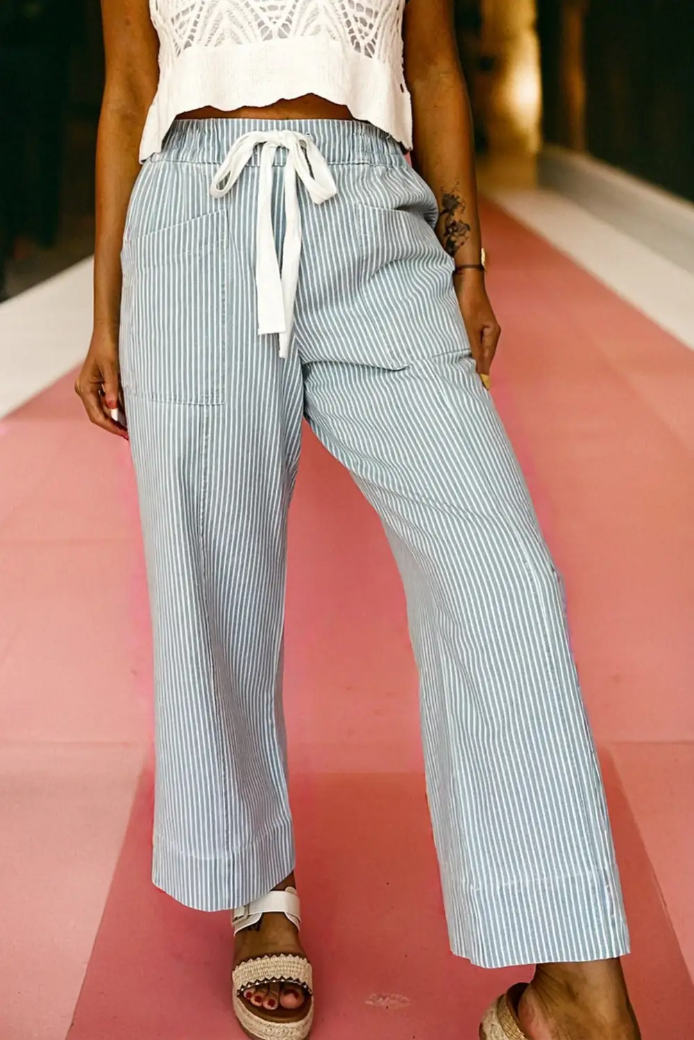 Mid Rise Drawstring Denim Jeans