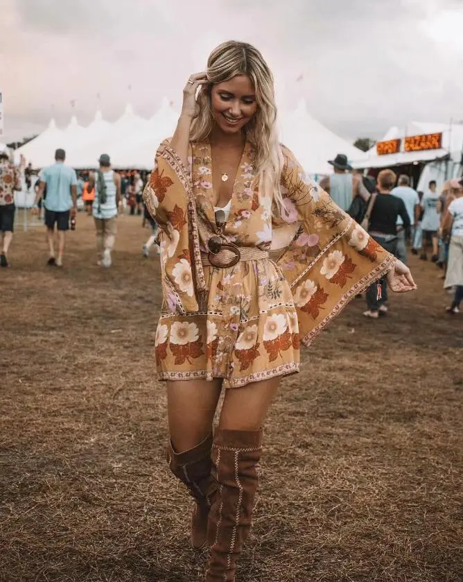 Floral Print Bat Sleeve Kimono Dress