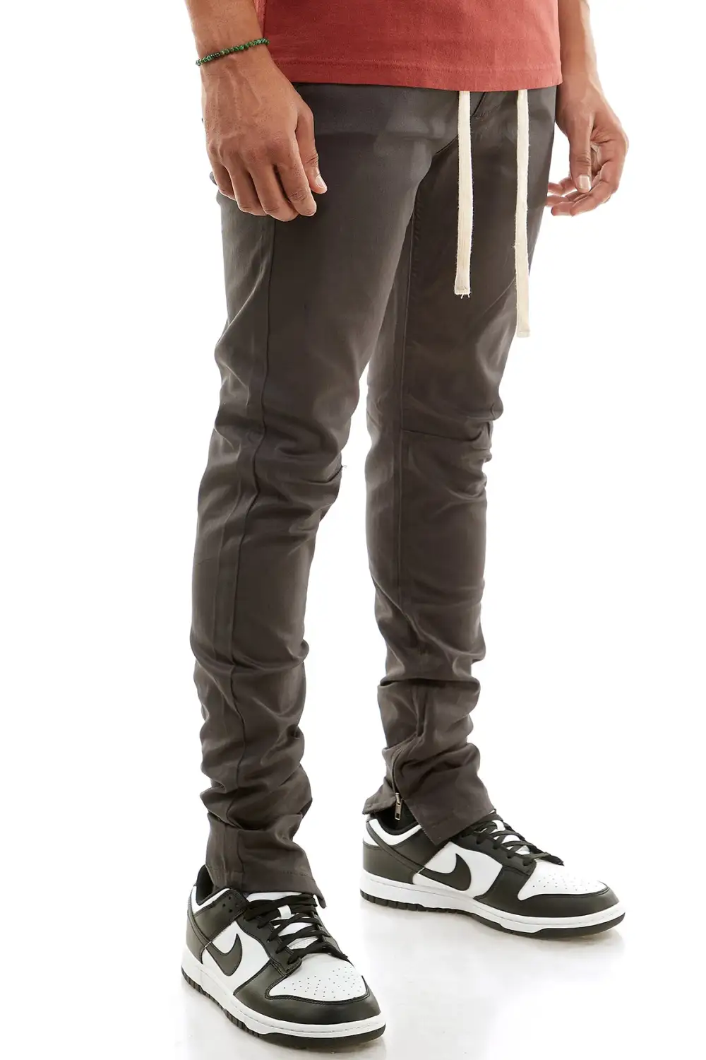 Men's Relaxed Skinny Raw Hem Zip Detail Pants