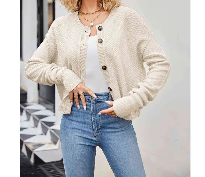 Button Down Exposed Seam Cardigan