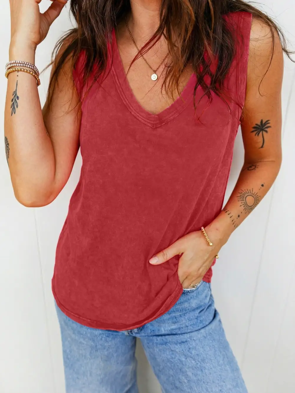 Wash V Neck Tank Top